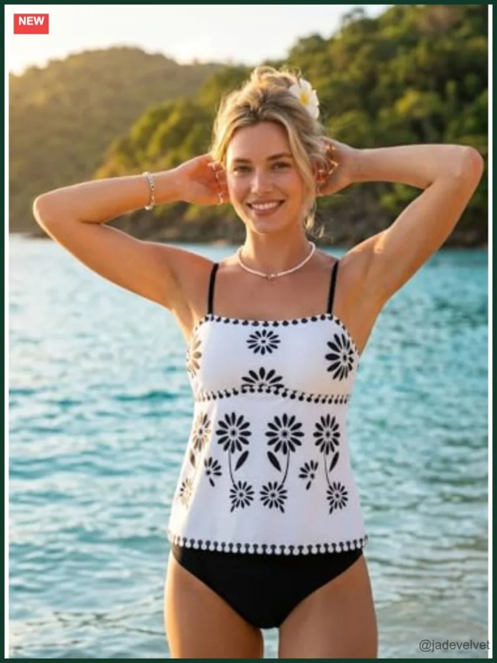 Boho Floral Tankini Set Two Piece Swimwear Vintage Beachwear